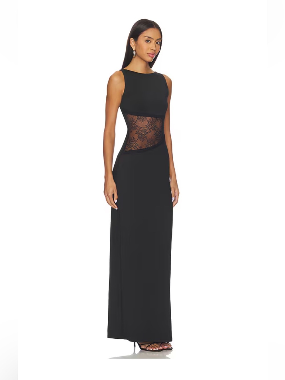 Superdown Small Black Sheer Lace Slip Dress Cut Off Sexy Going Out Party Bodycon